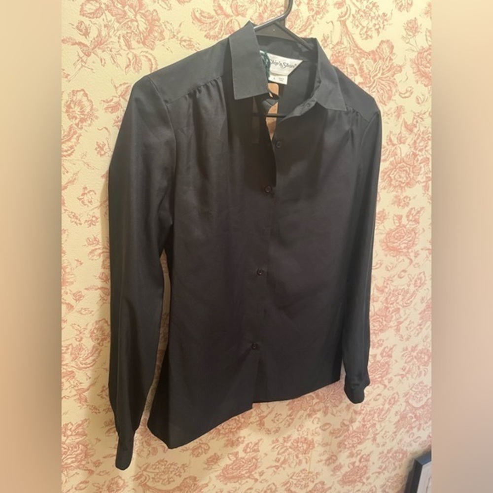 80s Black Ship’n Shore Button Down Blouse